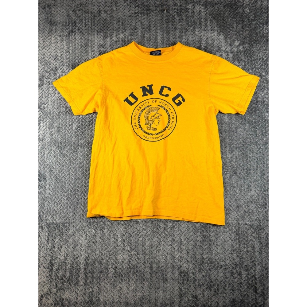 Yikes T Shirt Mens Medium Yellow Cotton University Of North Carolina Greensboro